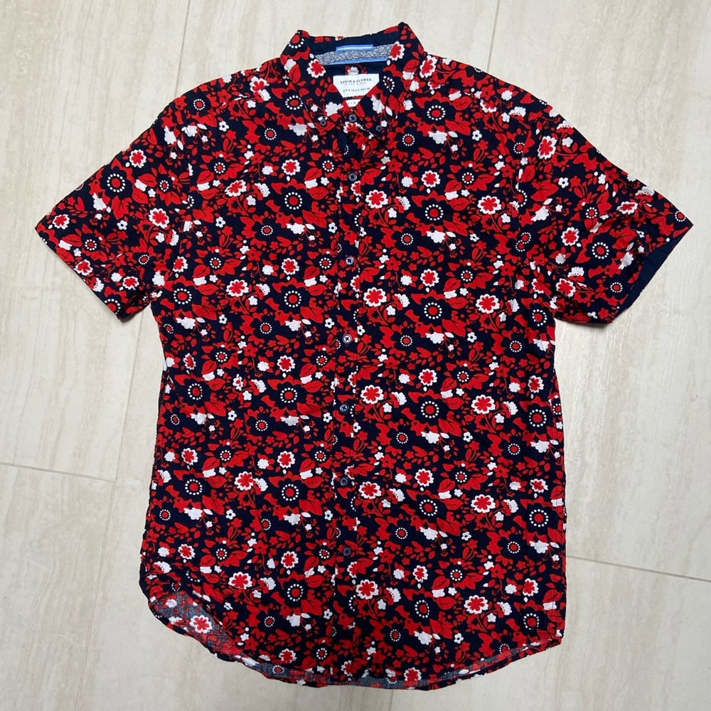 Ricky Singh Denim & Flower Men’s Medium Shirt
